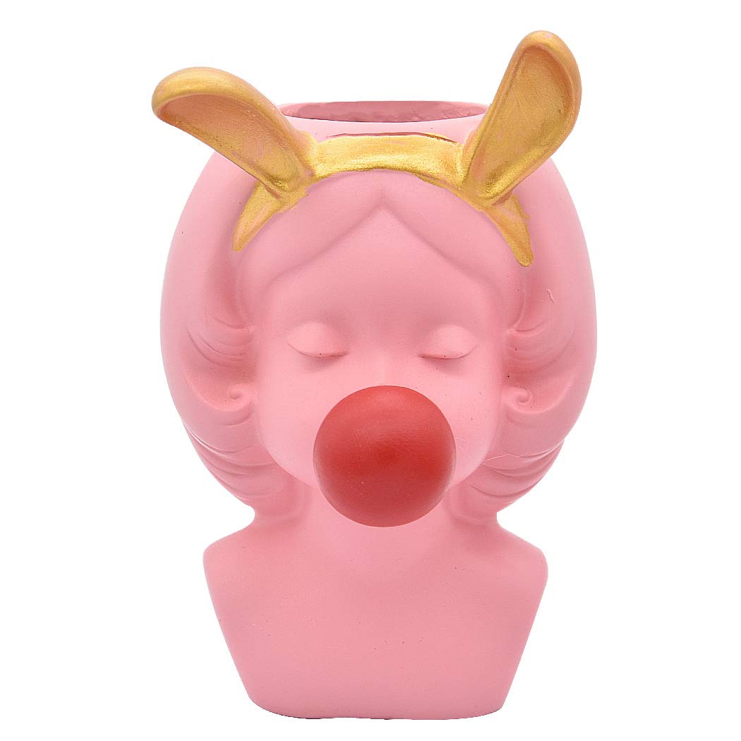 SIPLIV Pencil Holder Pen Containers Desk Organizer Makeup Brush Holder Succulent Flower Pot Pencil Holder for Home Office Classroom - Rabbit Ears, Pink