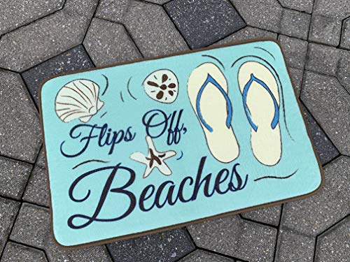 Toothsome Studios Flips Off Beaches Indoor Doormat 24" x 16" Beach Home Decor, Funny Door mat Novelty Beach Home Accent Bath Mat - Thumbnail 3