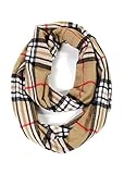 Scarfand Plaid Tartan Checker Block Infinity Scarf (CF Camel)