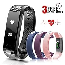 Pulsera Actividad MiuVei Pulsera Inteligente con 3 Correas Pulsómetro Monitor de Ritmo Cardíaco y Sueño, Podómetro, Pulsera Impermeable Bluetooth Compatible con IOS y Android