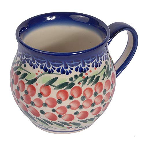 Traditional-Polish-Pottery-Handcrafted-Ceramic-Bubble-Mug-350ml-Boleslawiec-Style-Pattern-Q502Cranberry Traditional Polish Pottery, Handcrafted Ceramic Bubble Mug (350ml), Boleslawiec Style Pattern, Q.502.Cranberry
