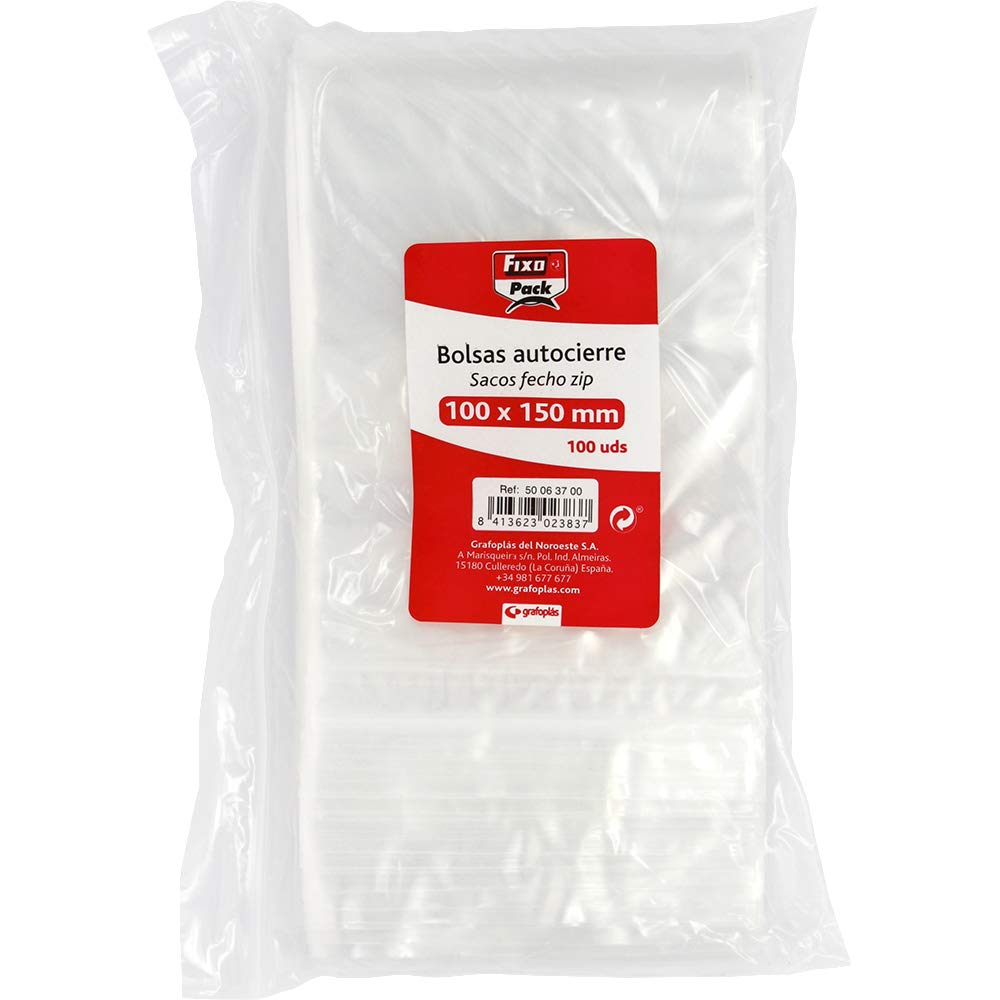 Fixo 50063700 – Pack of 100 Cellophane Display Bags Self Seal Bags, 100 x 150