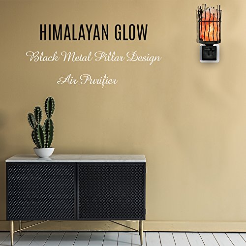 WBM Himalayan Glow Wall Plug-in Salt Lamp Night light, Himalayan Wall Night light Lamp with Pink Salt Chunks and Black Metal Pillar Basket