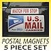 U.S. Mail Delivery Magnetic Sign Rural Carrier Magnet USPS 5 Piece Set Red
