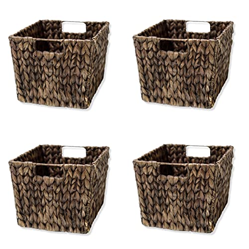 Trademark Innovations Aufbewahrungskorb aus Hyazinthe mit Griffen, rechteckig, 29,2 cm, Espresso, 4 Stück