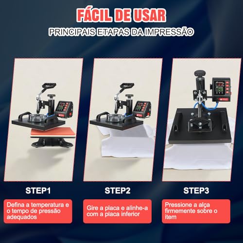 110V, Prensa Termica, Mini Prensa Termica, Maquina de Estampar Camisetas, Prensa Termica Sublimação, Prensa Térmica Plana 23x30cm