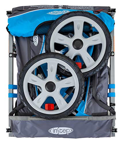 InStep Take 2 Kids/Child Bicycle Tow Behind Trailer, Blue Foldable 2 Passengers (Renewed)