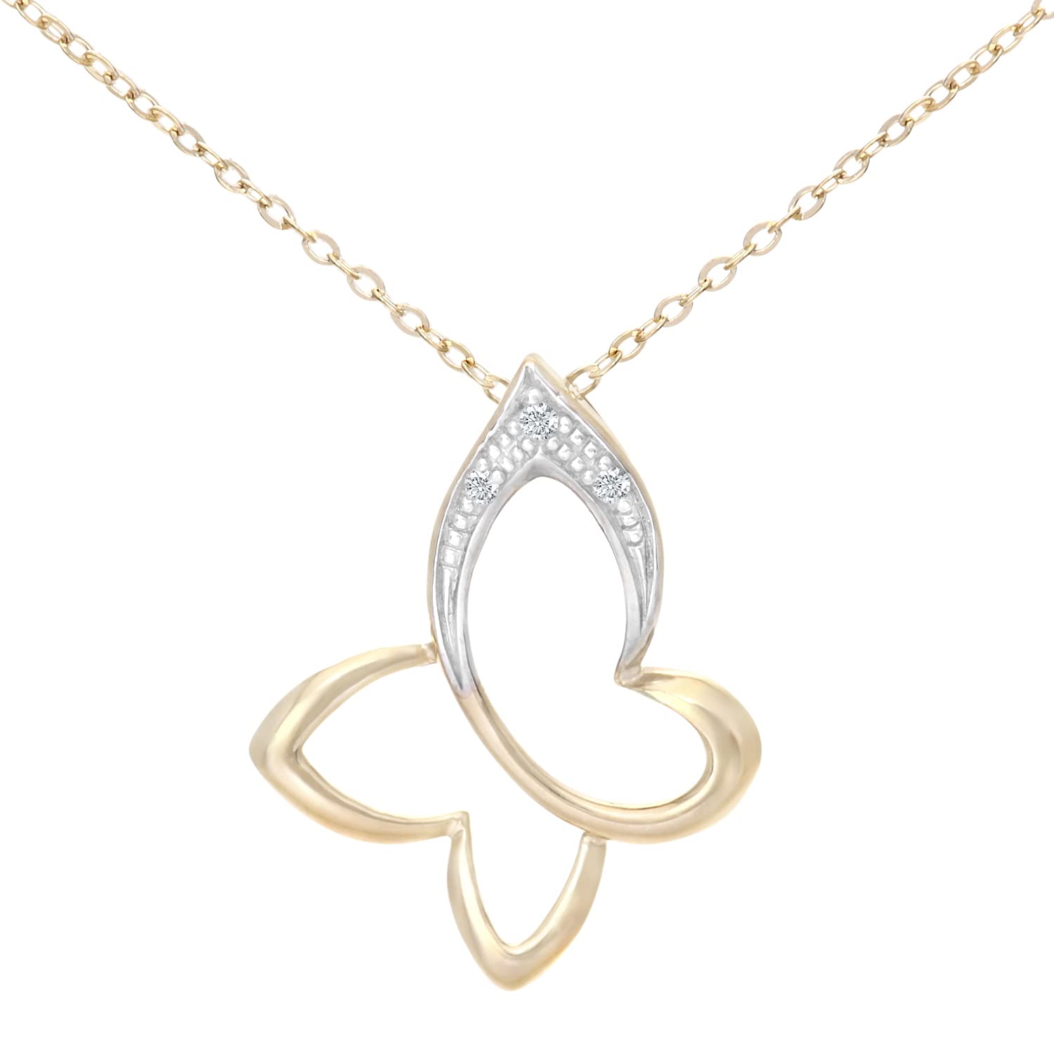 Elegano 9ct Yellow Gold Necklace – Diamond Butterfly Women’s Necklace
