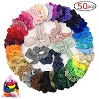 Dsood Kids Hair Band for Girls,50 Pcs Hair Scrunchies Velvet Elastic Hair Bands Hair Ties Ropes Scrun,Hair Elastics & Ties
