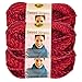 Lion Brand Yarn (3 Pack Tweed Stripes Chunky Yarn Acrylic 100 Percent Soft Mixed Berry Red Yarn for Knitting Crocheting Bulky #5