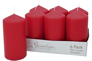 Stonebriar Unscented Pillar Candles – 55 Hour Burn Time, Long-Lasting Wax Candles for Weddings, Holidays, Home Décor & Specia
