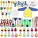 Painting Kits for Kids,Early Learning Kids Paint Set,Paint Sponges for Kids,77PCS Mini Flower Sponge Paint Brushes and Toys. Assorted Painting Drawing Tools in a Clear Durable Storage Pouch (48PCS)