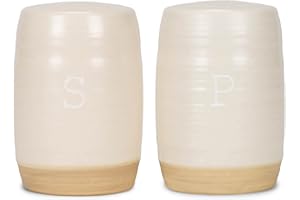 NAT AND JULES Nat & Jules Raw Bottom White 3 x 2 Ceramic Salt and Pepper Shaker 2 Piece Set