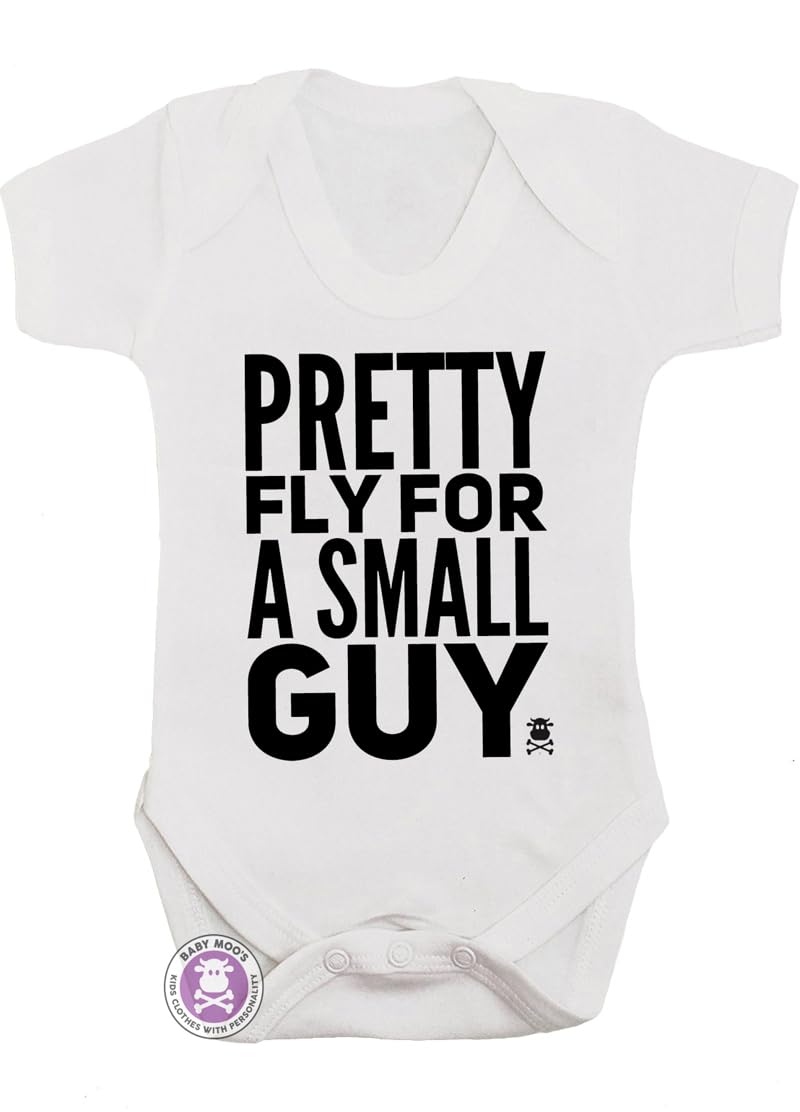 Baby Moo's Offspring Inspired Funny Boys Baby Grow | Pretty Fly for A Small Guy Punk Rock Baby Bodysuit Vest - New Baby or Parents Gift UK (6-12 months)