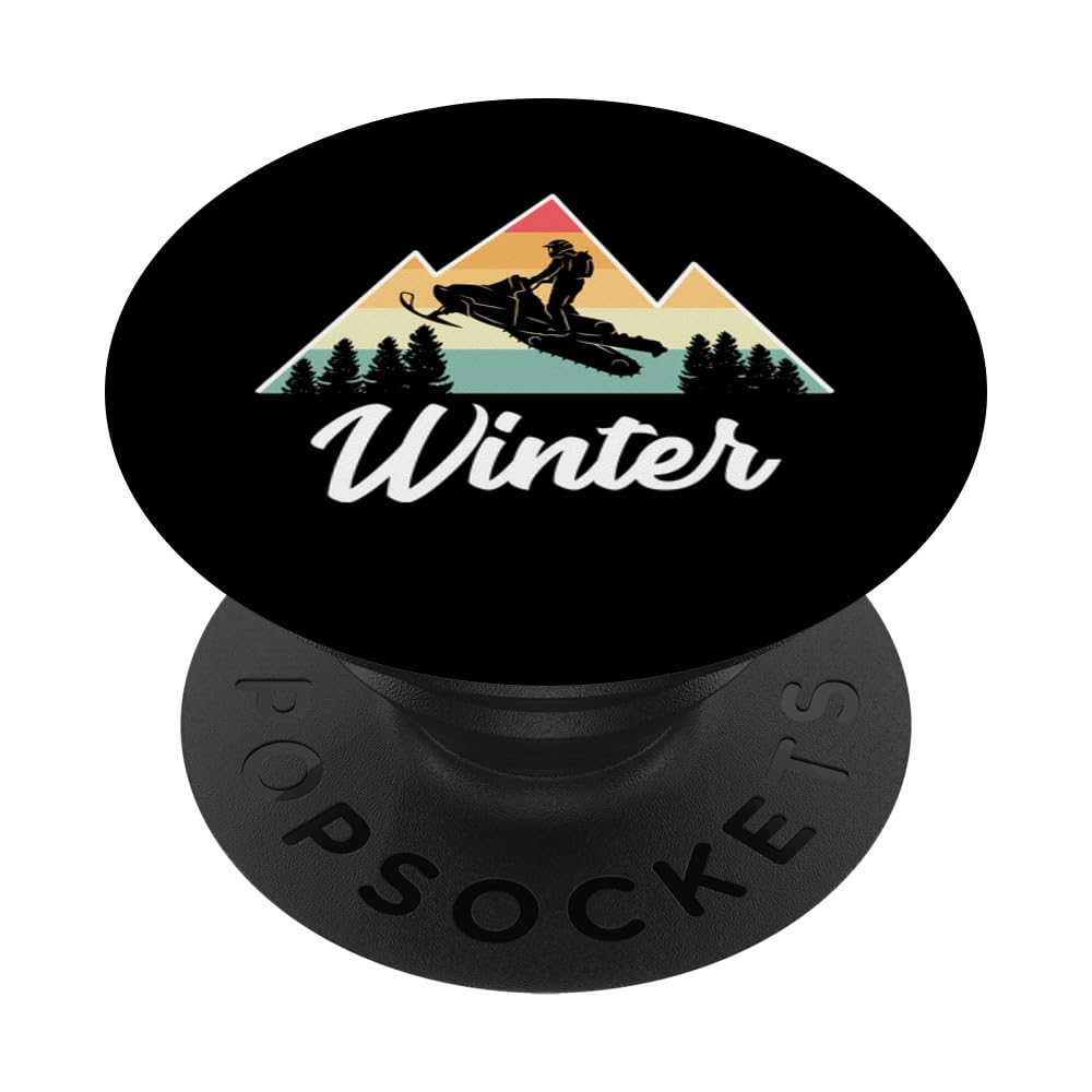 Winter Snowmobile Driver Snowmachine Fanatic Winter Fan PopSockets Adhesive PopGrip