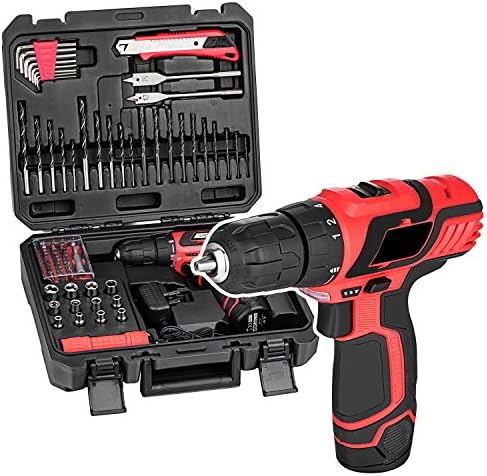 Leoneva 12V Electric Cordless Lithium-Ion Battery Rechargeable Screwdriver Impact Drill Driver Kit, Portable, Lightweight, Variable Speed Switch Drill/Driver Kit with Rich Accessories