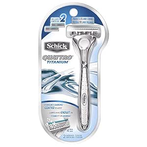 Schick Quattro Razor &amp; Cartridges, Titanium Coated Blades, 1 Razor, 2 Cartridges , Packaging May Vary