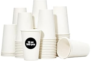 The Coffee Connection 100 Pack Compostable 12 oz Paper Cups – Biodegradable Hot Drink Cups, Eco‑Friendly Disposable Coffee Cu