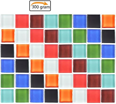 Purture 300 Gram Assorted Colors Mosaic Tiles Stained Glass Mosaic Tiles Decoration Crafts 15MM Square(150 Pieces)