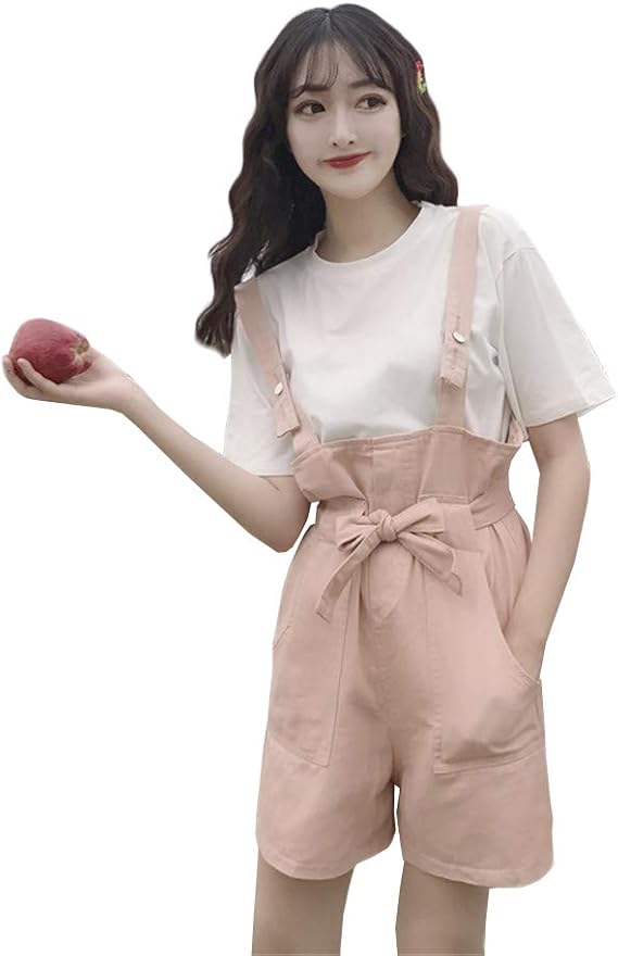 Amazon リングルー サロペット 短パン レディース ゆったり ショートパンツ ハイウェスト オーバー オール ワイドパンツ カジュアルパンツ 着痩せ シンプル ファッション ズボン ポケット付き 白 ブラック 通学 ショートパンツ 通販