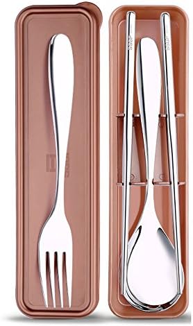 Clavi Travel Utensils Set 18/8 Stainless Steel Portable Camping Utensils Flatware Set with Holder Box-Fork,Spoon,Chopsticks
