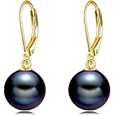 925 Sterling Silver Pearl Leverback Earrings Dangle Drop Jewelry Gifts for Women