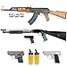 BBTac Airsoft Gun Package - Milita Collection of 5 Guns - Full Auto AK AEG Electric Rifle, Shotgun, Dual Mini Pistols, 4000 BB Pellets, Great Starter Pack Game Play