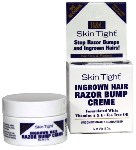 B&C Skin Tight Ingrown Hair Razor Bump Creme for men & women W/vitamins A&E Tea Tree Oil 0.5 oz