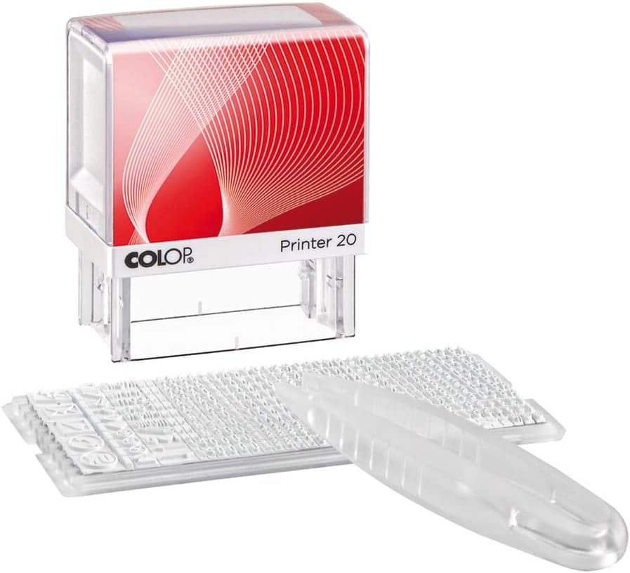 Colop 111604 Text Stamp Printer 20/1 Set 14 x 38 mm 4 Lines Black, White/Red