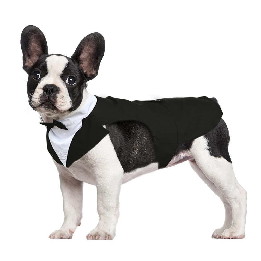 Kuoser Dog Tuxedo, Dog Wedding Suit and Bandana Set, Pet Clothes Puppy Formal Shirt with Removable Bow Tie, Doggie Costume Small Medium Large Dogs Outfit for Party Birthday Festival — image 1