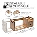 IDK Luxury Wooden Bamboo Desk Organizer with Two Drawers Three Expandable Book& File Shelves - Great for Home tabletop, Office Bookshelf, Accessories& Counter tables