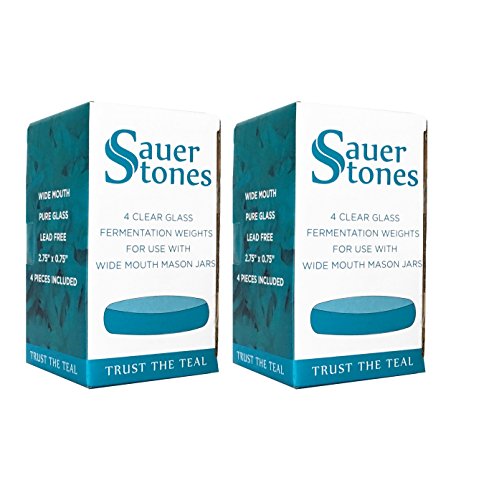 Sauer Stones - Large Glass Fermentation Weights for Mason Jar Fermentation, Preservation and Pickling - Fits ANY WIDE MOUTH MASON JAR - 8 Pack