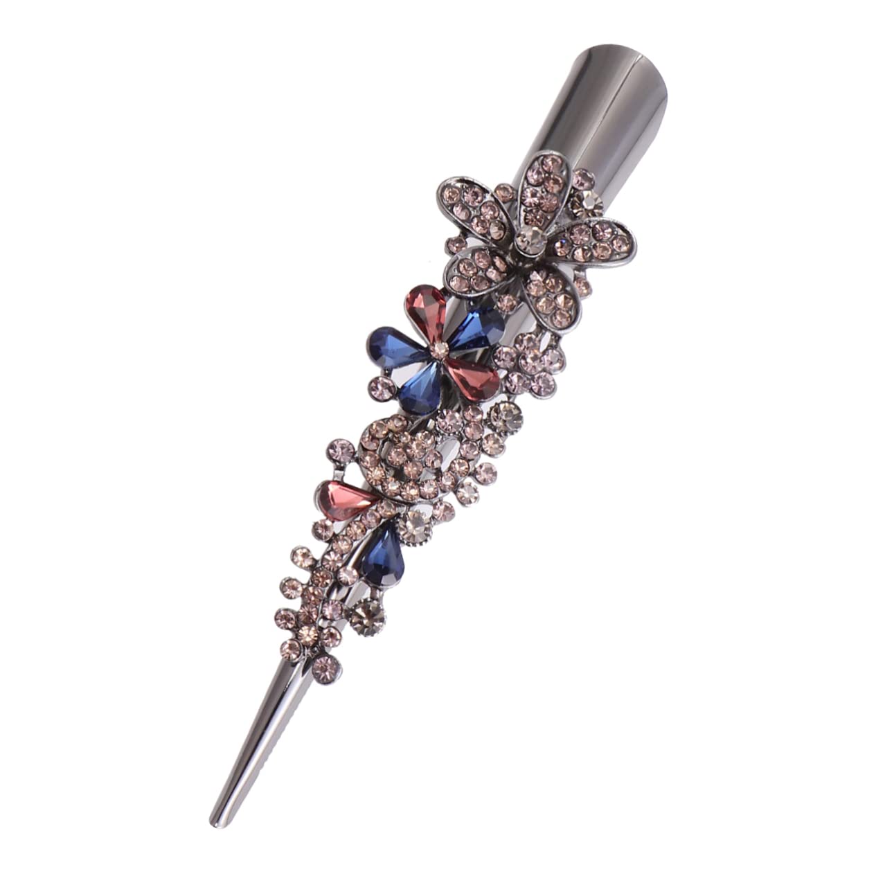 KALLORY 1pc Retro Large Rhinestone Metal Horn Clip Headdress Duckbill Clip Crystal Hair Clip Hair Accessories Rhinestone Barrettes for Women Banana Hair Clips for Women Headpiece for Women