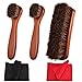 Polish Shoe Brush Kit Natural Horsehair Shoe Brushes Clean Applicators Set for Polishing & Cleaning Shoes Boot and More-5 in 1