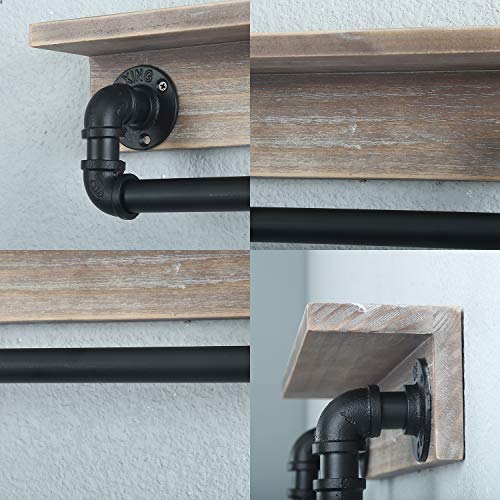 MBQQ Industrial Pipe Shelf,Rustic Wall Shelf with Towel Bar,20