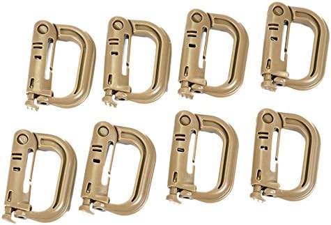 Shootmy 8 Packs Multipurpose D-Ring Locking for Molle Webbing, Replacement Lock, High Strength Lightweight Plastic,(Coyote Brown)