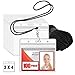MIFFLIN Lanyard with Clear Horizontal Card Protector (Black, 4x3 Inch, 100 PK), ID Name Badge Holder with Lanyard Set