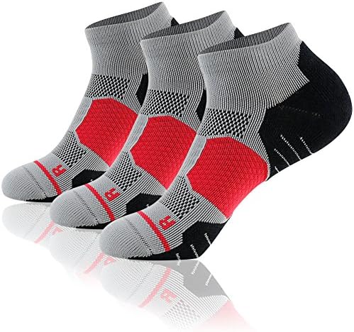 Ankle Running Socks Men, MUSCLE WAY Unisex Wicking Moisture Breathable Cycling Daily Athletic No Show Short Socks Mom's Birthday Gift Grey Ankle Socks Women 3 Pairs