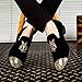 Men Genuine Leather Mens Metallic Textured Slip-on Glitter Loafers Shoes, Black/01, 9.5 US