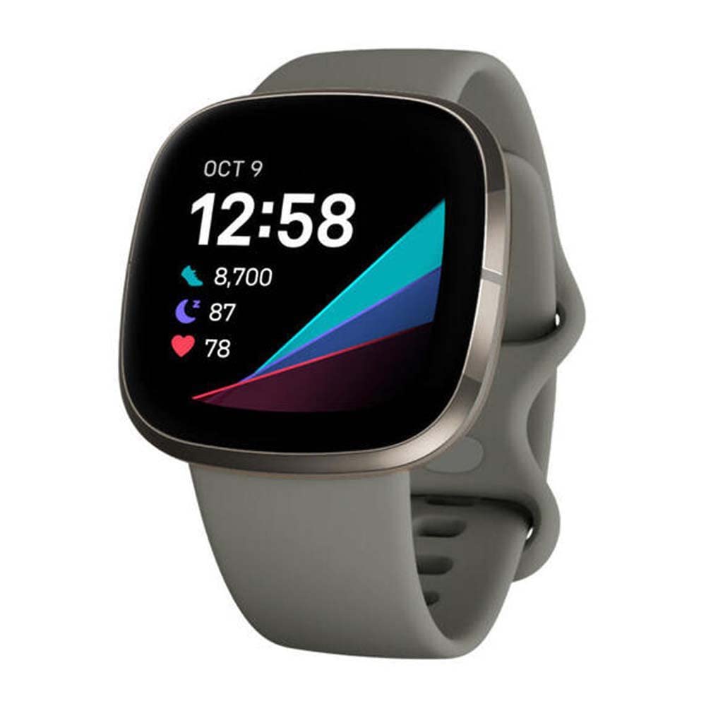 Photo 1 of Fitbit Sense Advanced Smartwatch with Tools for Heart Health, Stress Management & Skin Temperature Trends, Sage Grey/Silver, One Size (S & L Bands Included)