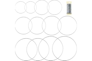 MJRASG 12 Pack Floral Hoop 4/6/8/10/12/14 Inches Metal Rings for Crafts Macrame Rings Hoop Dream Catcher Rings DIY Wedding Wreath Candle Rings Wreaths Craft Hoops for Centerpiece Table Decorations, Silver