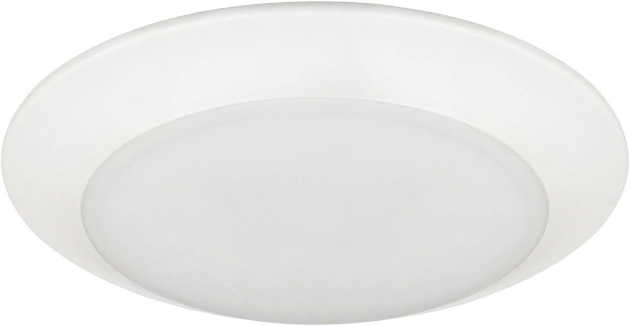 JULLISON 8 Inch LED Low Profile Recessed and Surface Mount Disk Light, Round, 120VAC, 18W, 1500Lumens, 3000K Warm White, CRI80, DOB, Dimmable, Energy Star, ETL Listed, White, 1 Pack