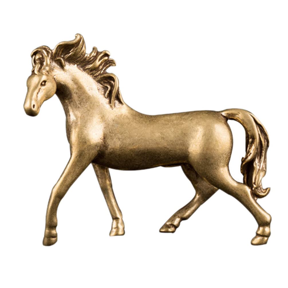 Brass Horse Statue - Symbol of Prosperity and Success - Hand-Polished Golden Horse Figurine for Home & Office Decor - 5Cm Chinese Feng Shui Ornament