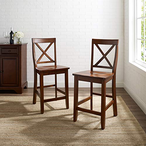 Crosley Furniture XBack Bar Stool (Set of 2), 24inch, Vintage
