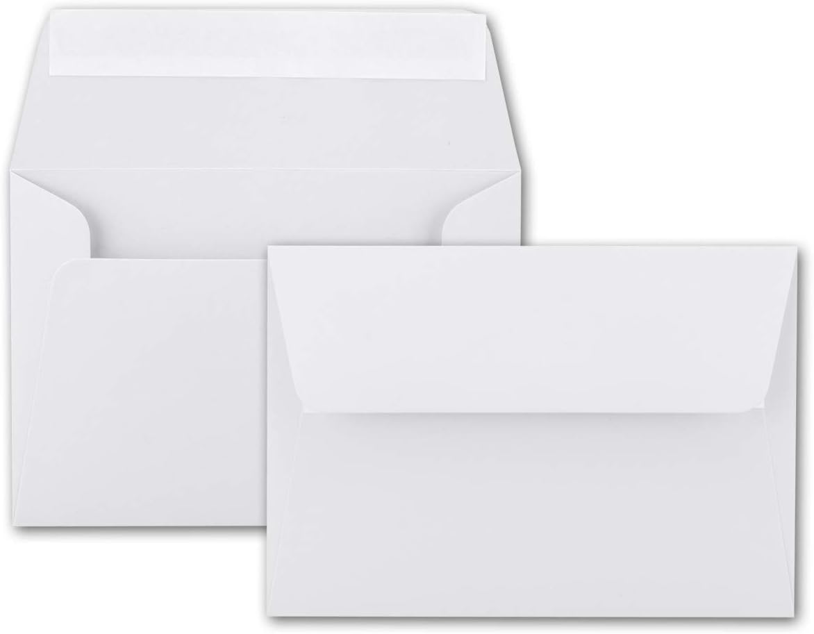 Neuser colourful envelopes B6 175 x 125 mm, adhesive sealing, 50 Umschläge brilliant white, 10 Bright white, 50 envelopes