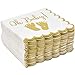 100 Baby Shower Napkin Oh Baby Luncheon Napkins with Scalloped Edge 3-Ply Gold Feet Footprints on White Paper Napkin for Boy & Girl Gender Reveal Party Supplies Decoration Accessories by Gift Boutique
