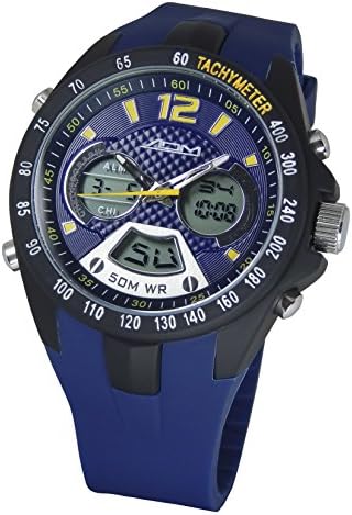 American Design Machine Men's 'Philadelphia' Quartz Stainless Steel and Silicone Sport Watch, Color:Blue (Model: ADS 4005 BLU)