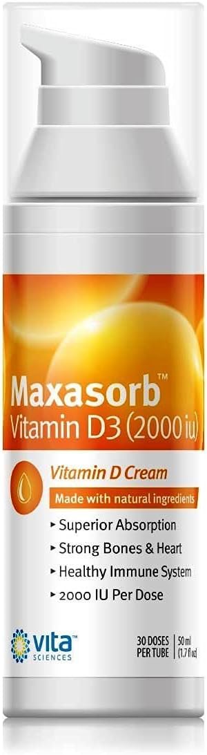 Vitamin D Cream Safe for Psoriasis Sufferers - Premium Vitamin D Skin, Body, Face Cream for Itchy, Scaly or Dry Skin. Maxasorb Vitamin D3 2000 IU: Health & Personal Care