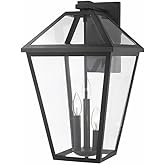 Z-Lite 3 Light Outdoor Wall Sconce 579B-BK, Clear Beveled