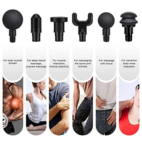 Massage Gun, Percussion Muscle Massager with 6 Replaceable Heads and LCD Touch Screen, Ultra-Quiet, 20 Speeds Level for Muscle Tension Relief - MASWATER Massager (Blue)